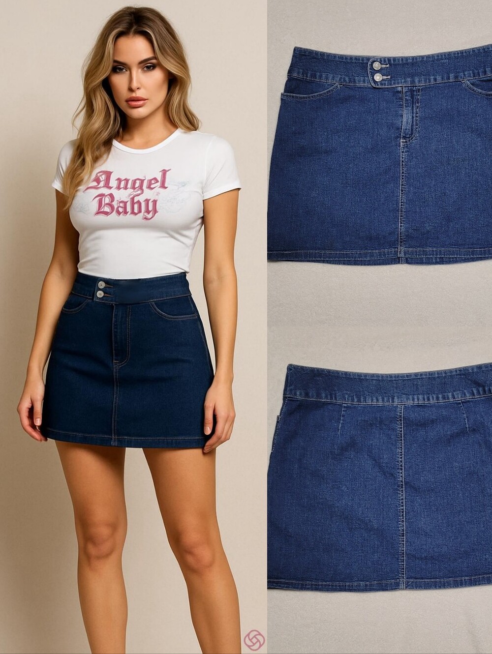 Vintage Y2K GAP Jeans Stretch Mid-Wash Blue Extended Waist Mini Skirt 10
